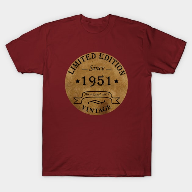 vintage 1951 birthday classic rustic T-Shirt by omitay